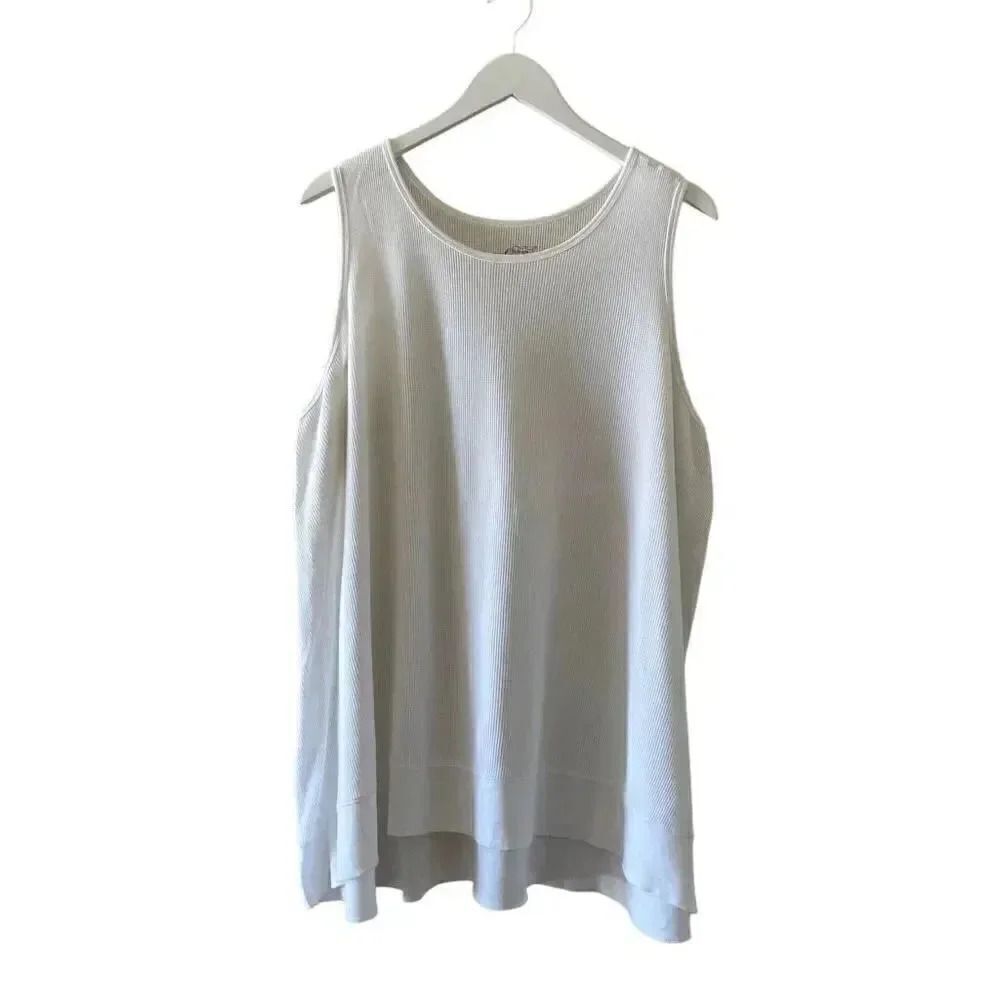 Style & Co Sport White Plus Size Solid White Basic Bohemian Festival 3X # 1221